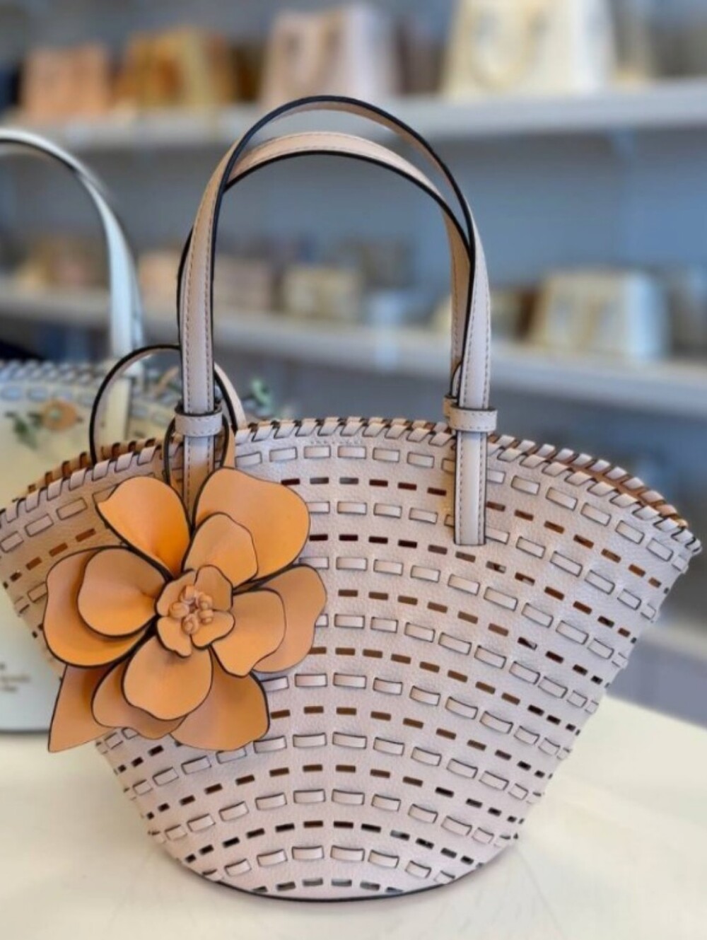 NWT Kate Spade KO471 Dahlia Small Tote Bag W/Pouch In Crisp Peach Multi